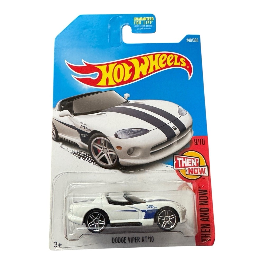 Hot Wheels Then And Now 9/10 Dodge Viper RT/10 White Diecast Blue Stripes #340